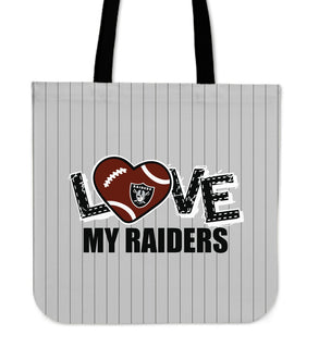 Love My Oakland Raiders Vertical Stripes Pattern Tote Bags