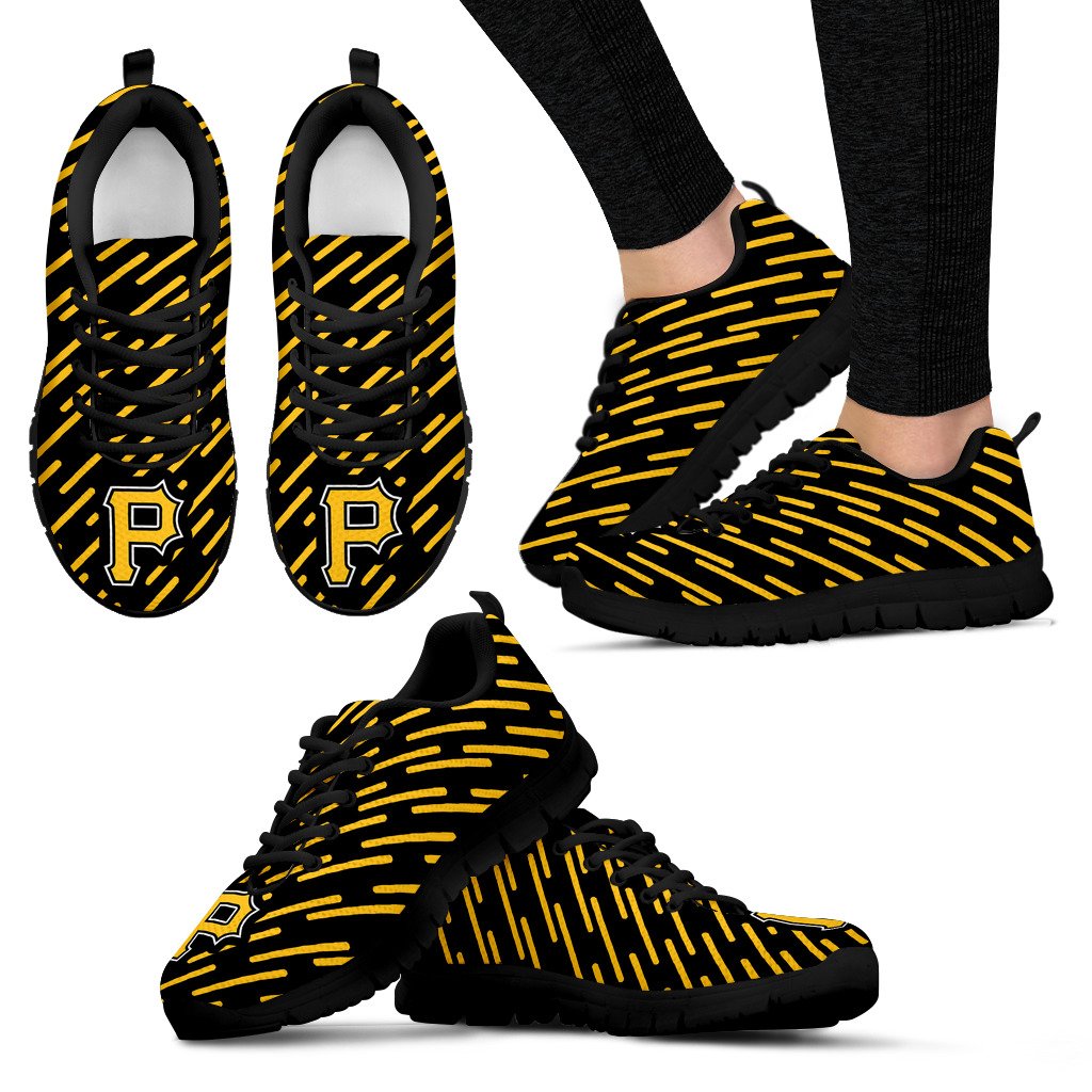 Marvelous Striped Stunning Logo Pittsburgh Pirates Sneakers