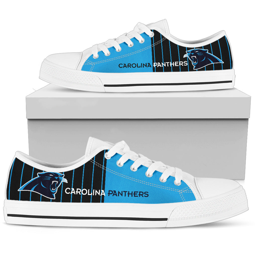 Simple Design Vertical Stripes Carolina Panthers Low Top Shoes