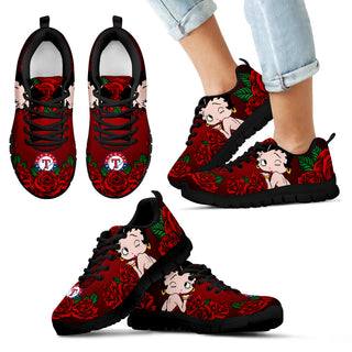Sweet Rose With Betty Boobs For Texas Rangers Sneakers