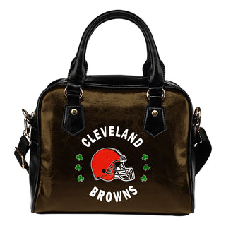 Central Beautiful Logo Circle Lucky Leaf Cleveland Browns Shoulder Handbags