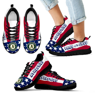 Proud Of American Flag Three Line Oakland Athletics Sneakers