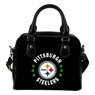Central Beautiful Logo Circle Lucky Leaf Pittsburgh Steelers Shoulder Handbags