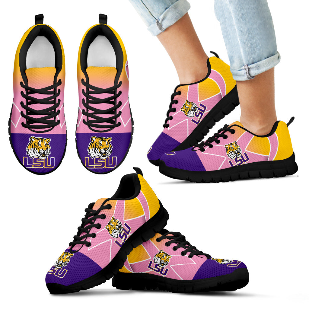 LSU Tigers Cancer Pink Ribbon Sneakers