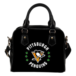 Central Beautiful Logo Circle Lucky Leaf Pittsburgh Penguins Shoulder Handbags