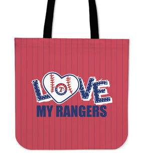 Love My Texas Rangers Vertical Stripes Pattern Tote Bags