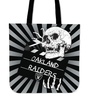 Clapper Film Skull Oakland Raiders Tote Bags