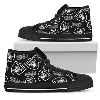 Script Logo Pattern Oakland Raiders High Top Shoes