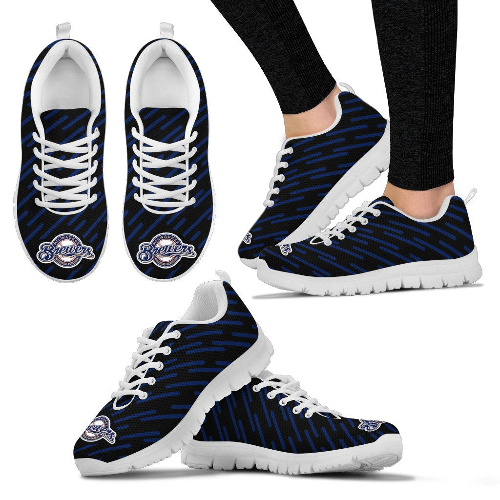 Marvelous Striped Stunning Logo Milwaukee Brewers Sneakers