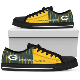 Simple Design Vertical Stripes Green Bay Packers Low Top Shoes