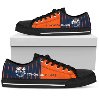 Simple Design Vertical Stripes Edmonton Oilers Low Top Shoes