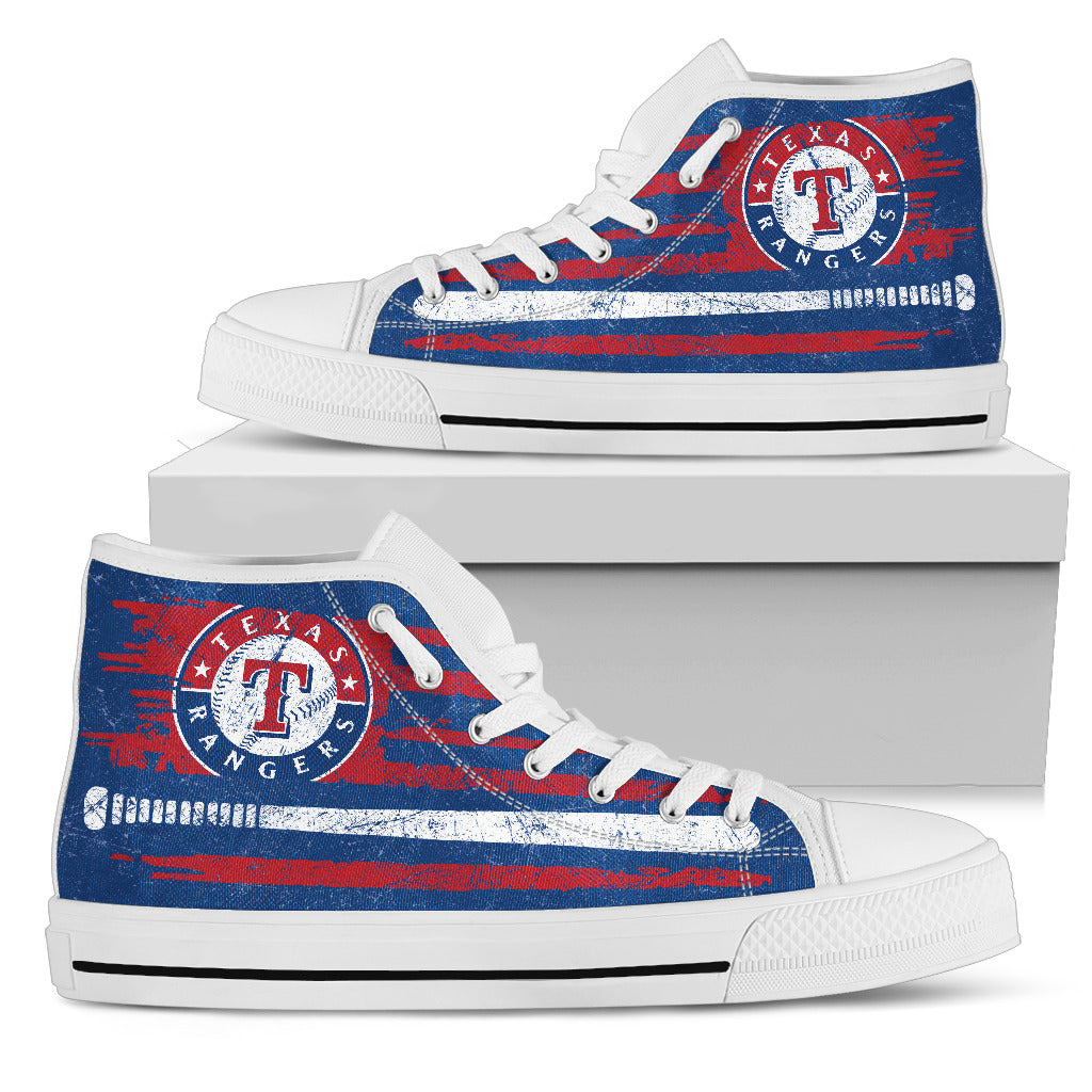 American Flag Vintage Baseball Texas Rangers High Top Shoes