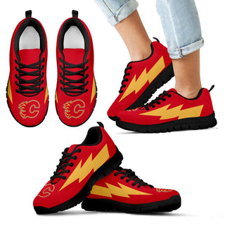 Cool Style Calgary Flames Sneakers Thunder Lightning Amazing Logo