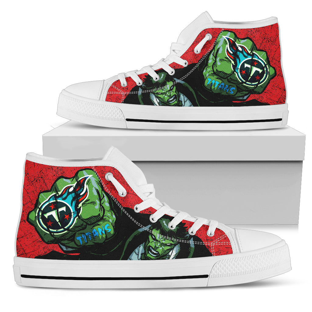 Hulk Punch Tennessee Titans High Top Shoes