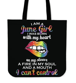 I Am A June Girl Tote Bags