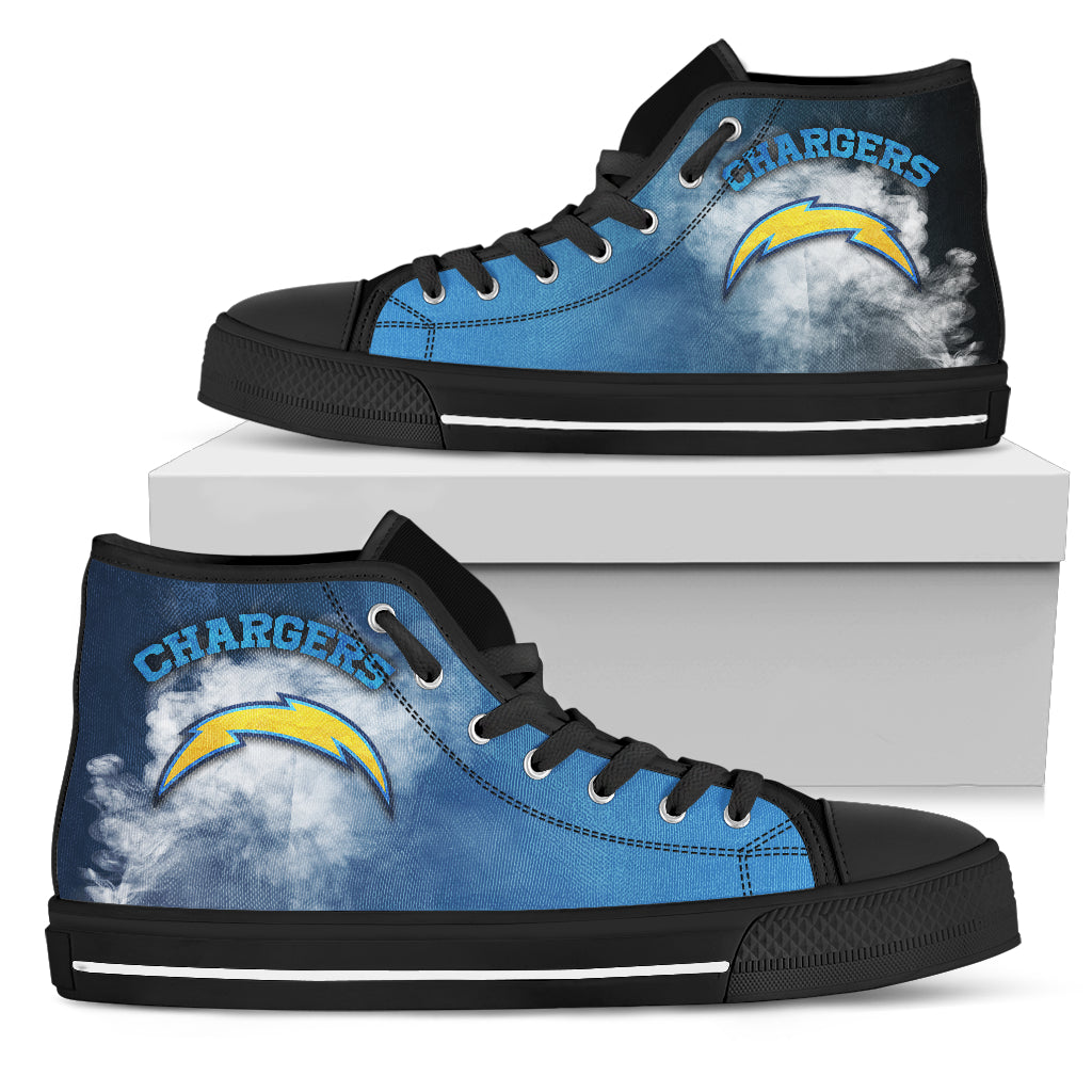 White Smoke Vintage Los Angeles Chargers High Top Shoes