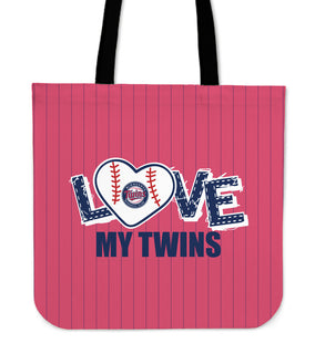 Love My Minnesota Twins Vertical Stripes Pattern Tote Bags