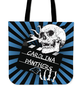 Clapper Film Skull Carolina Panthers Tote Bags