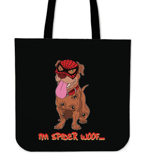 I'm Spider Woof Pitbull Tote Bags