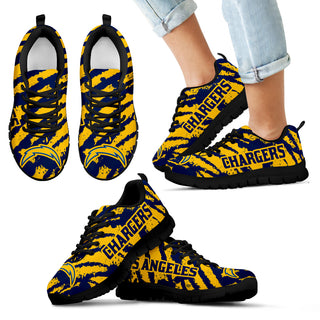 Stripes Pattern Print Los Angeles Chargers Sneakers V3
