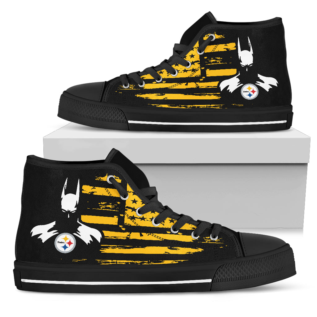 Batman Style Big Pittsburgh Steelers High Top Shoes