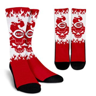 Cincinnati Reds Colorful Skull Socks