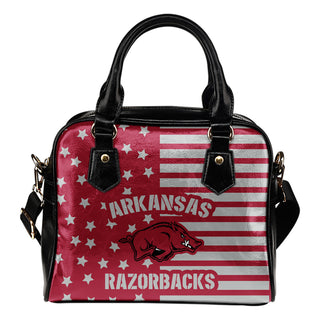 Twinkle Star With Line Arkansas Razorbacks Shoulder Handbags