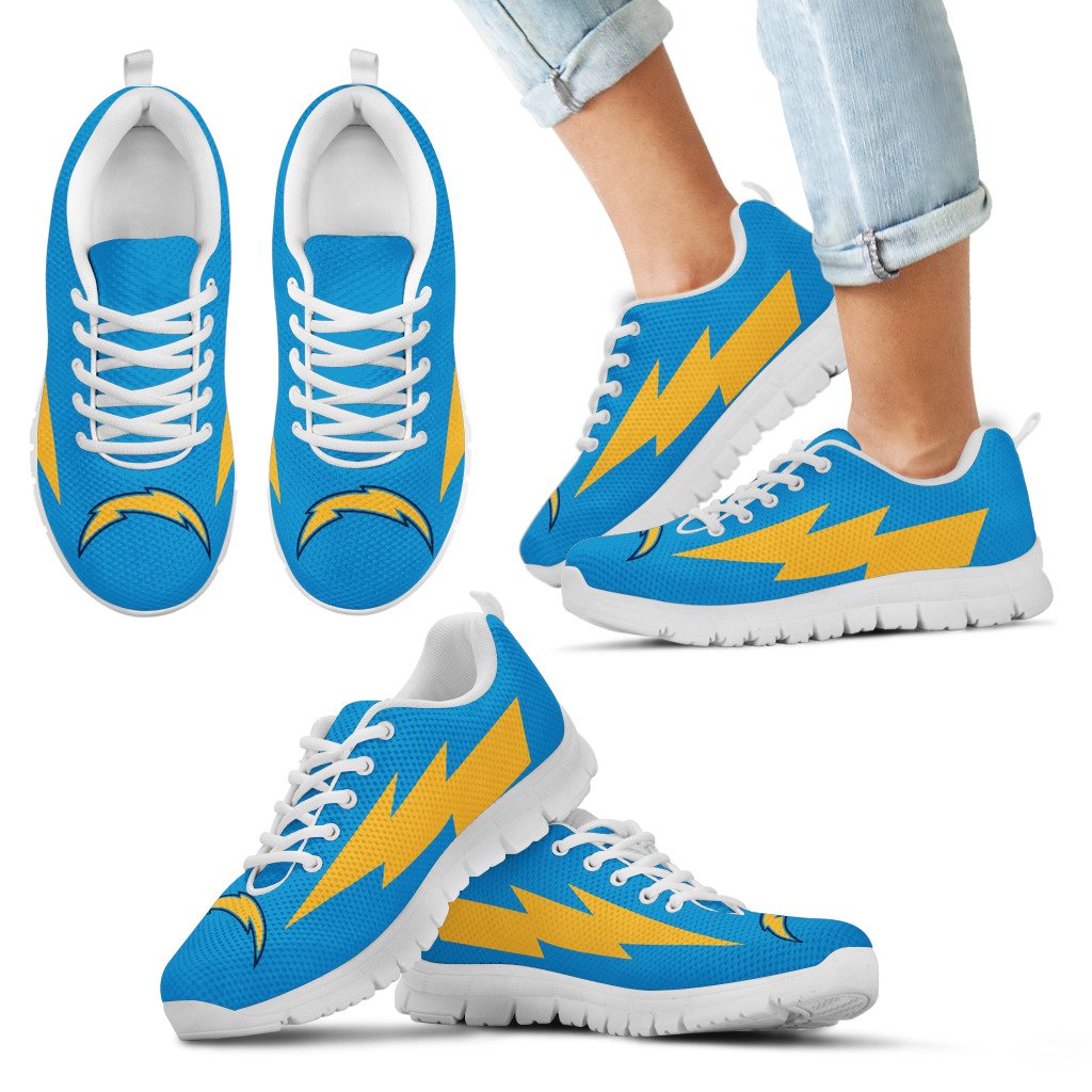 Great Los Angeles Chargers Sneakers Thunder Lightning Amazing Logo