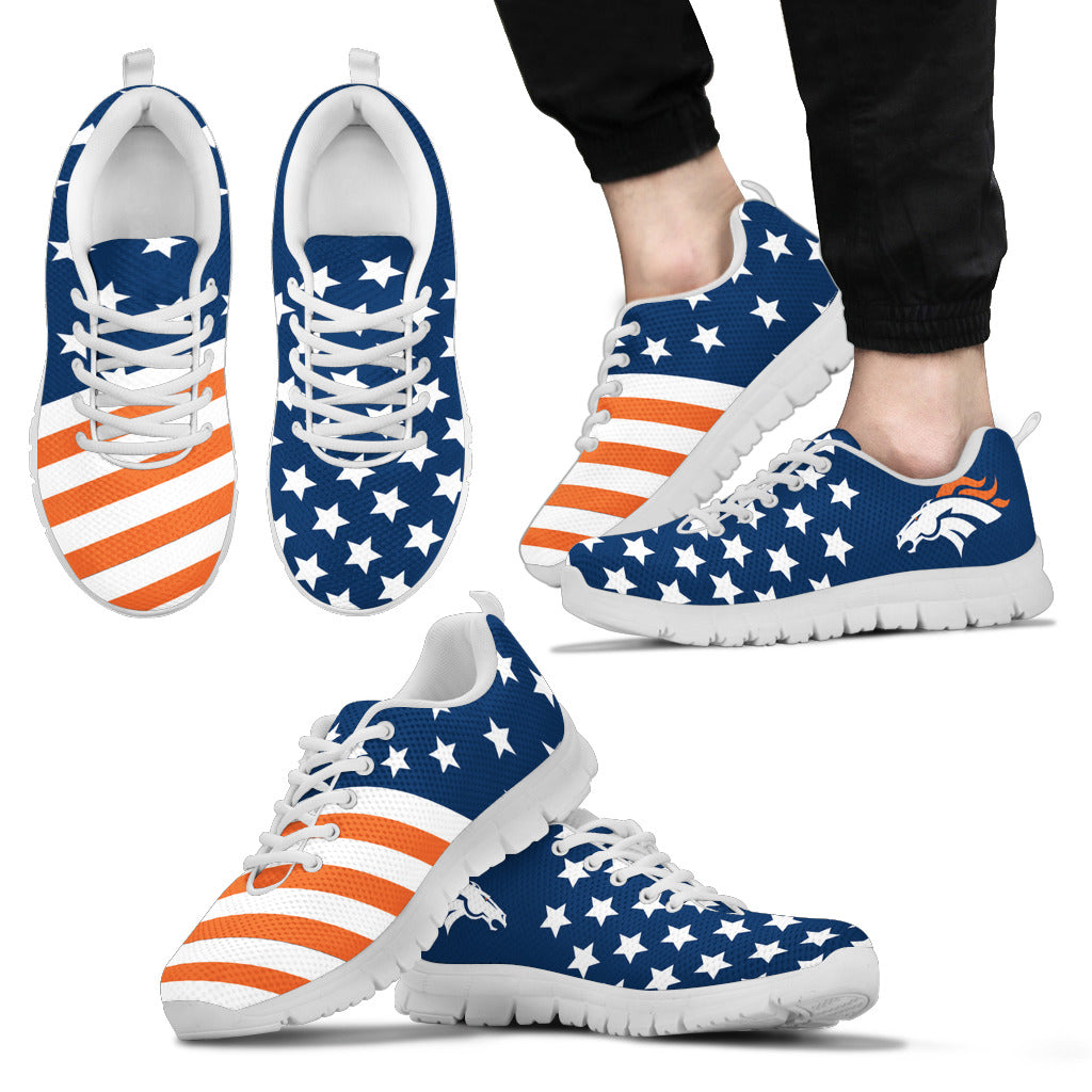America Flag Full Stars Stripes Denver Broncos Sneakers