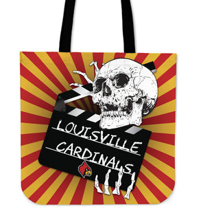 Clapper Film Skull Louisville Cardinals Tote Bags