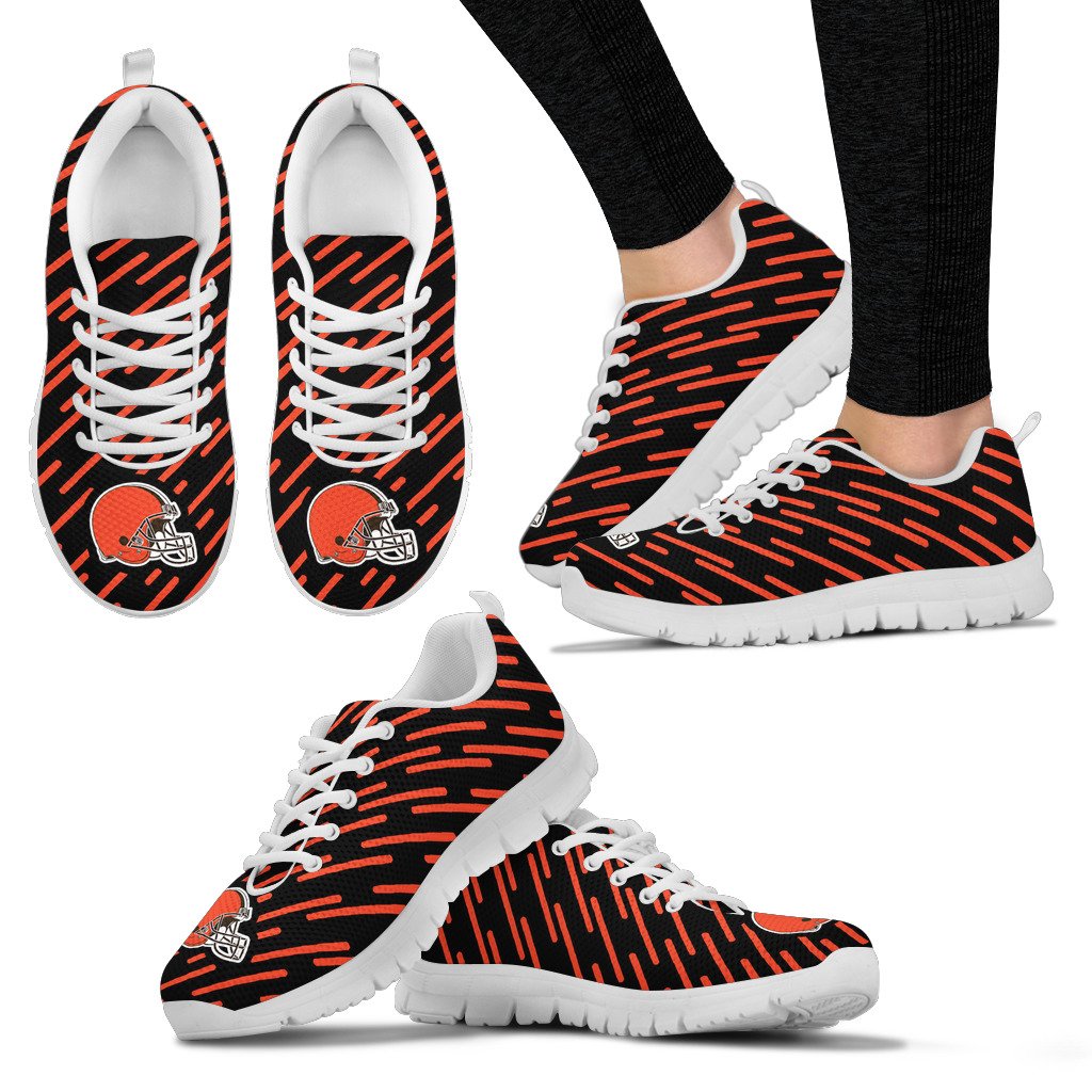 Marvelous Striped Stunning Logo Cleveland Browns Sneakers