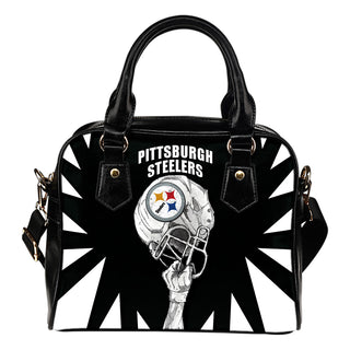 Saw Tooth Border Wonderful Hand Up Pittsburgh Steelers Shoulder Handbag