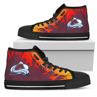 Fire Burning Fierce Strong Logo Colorado Avalanche High Top Shoes