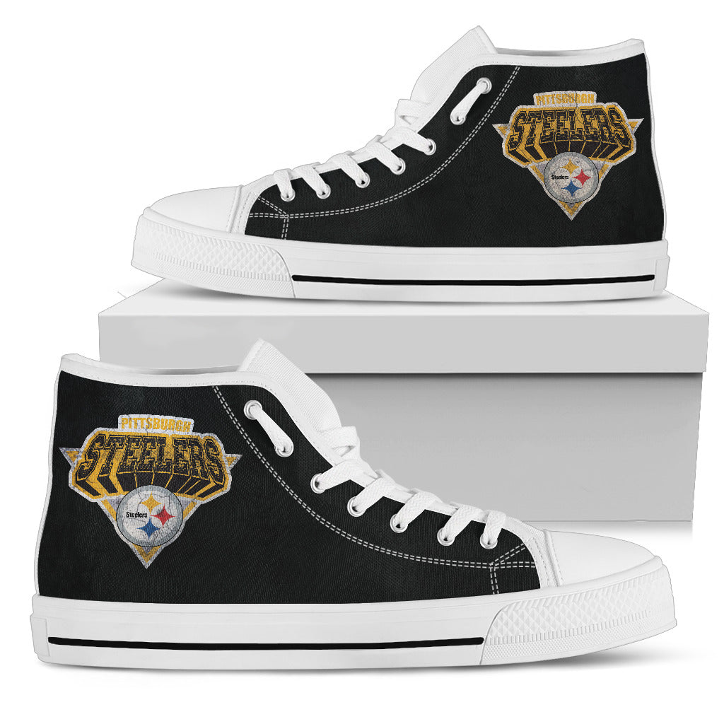 3D Simple Logo Pittsburgh Steelers High Top Shoes