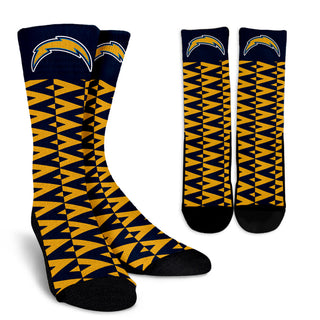 Chevron Lovely Kind Goodness Air Los Angeles Chargers Crew Socks
