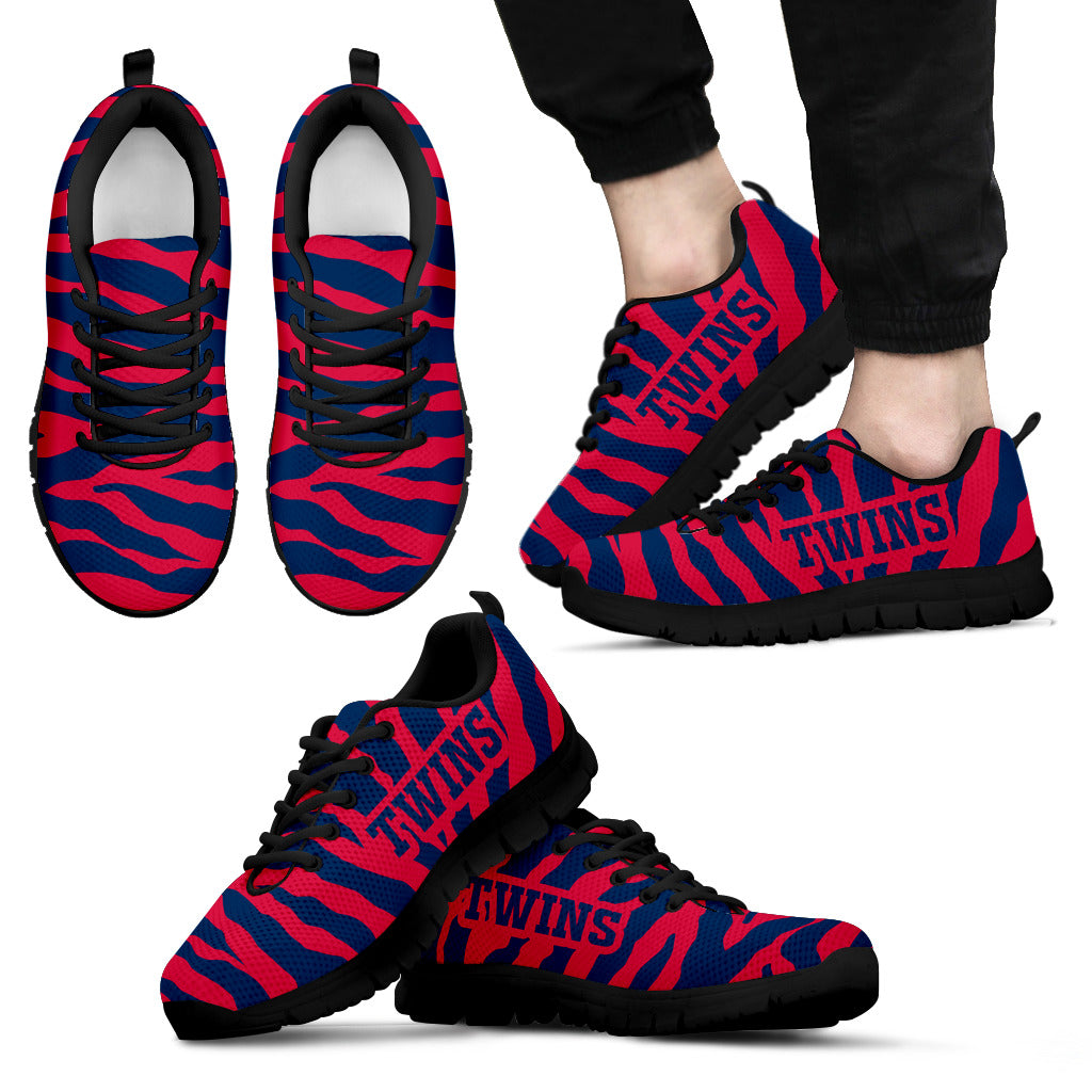 Tiger Skin Stripes Pattern Print Minnesota Twins Sneakers
