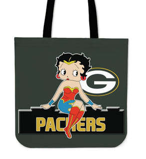 Wonder Betty Boop Green Bay Packers Tote Bags