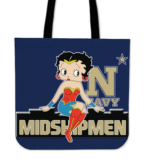 Wonder Betty Boop Navy Midshipmen Tote Bags