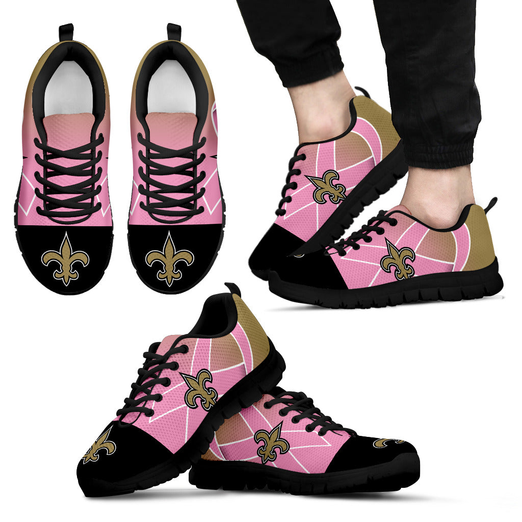 New Orleans Saints Cancer Pink Ribbon Sneakers