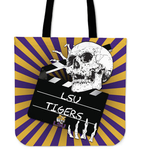 Clapper Film Skull LSU Tigers Tote Bags