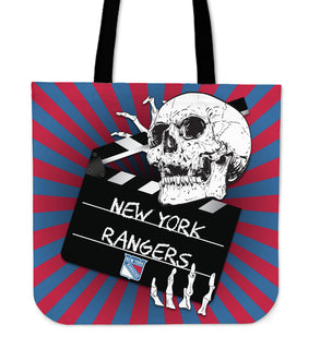 Clapper Film Skull New York Rangers Tote Bags