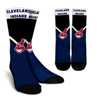 Ideal Fashion Curved Great Logo Cleveland Indians Crew Socks