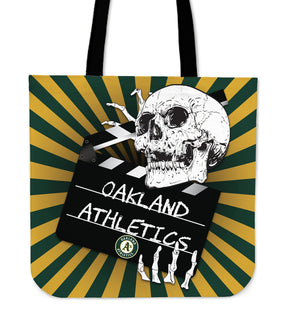 Clapper Film Skull Oakland Athletics Tote Bags