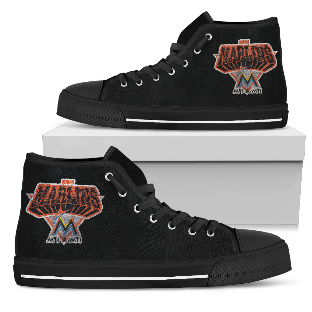 3D Simple Logo Miami Marlins High Top Shoes