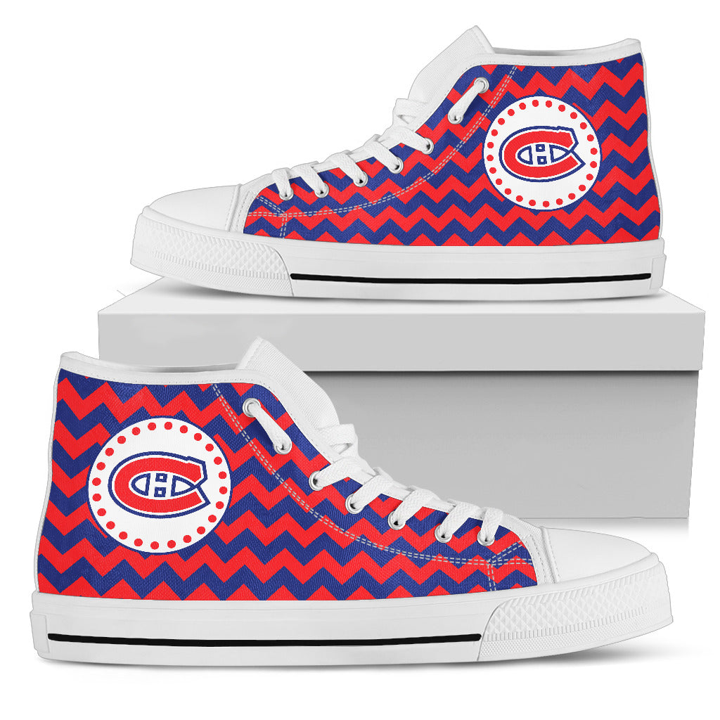 Chevron Broncos Montreal Canadiens High Top Shoes
