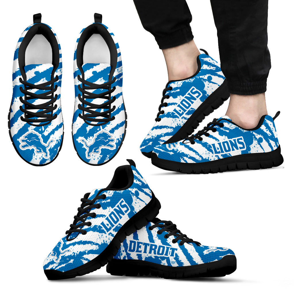 Stripes Pattern Print Detroit Lions Sneakers V3