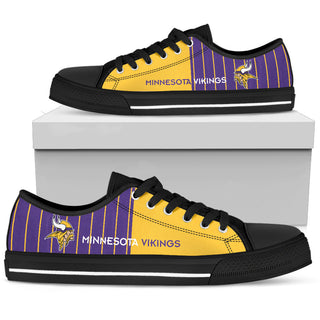 Simple Design Vertical Stripes Minnesota Vikings Low Top Shoes