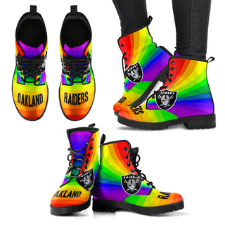 Colorful Rainbow Oakland Raiders Boots