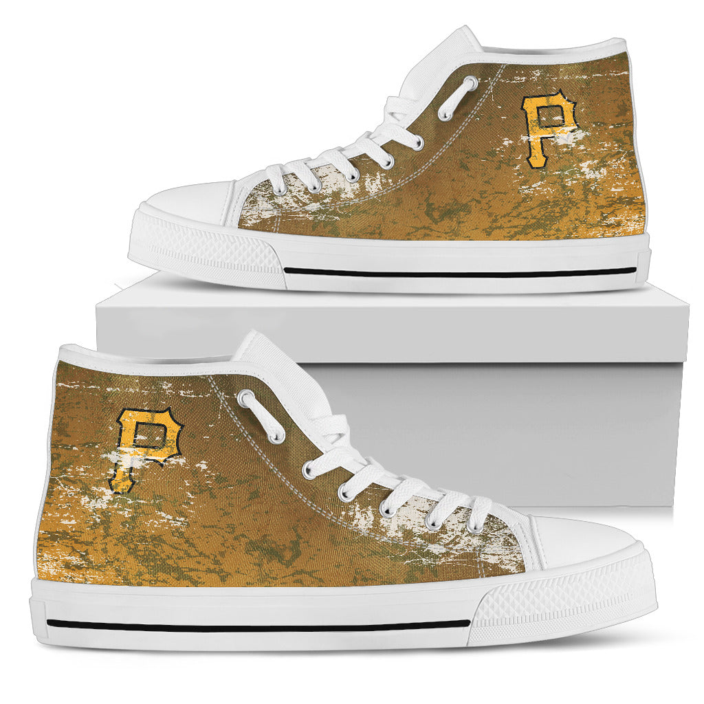 Grunge Vintage Logo Pittsburgh Pirates High Top Shoes