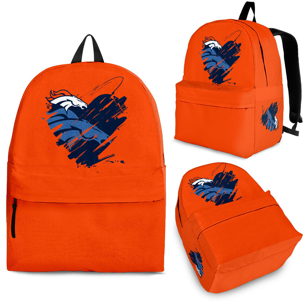 Heart Painting Denver Broncos Backpacks